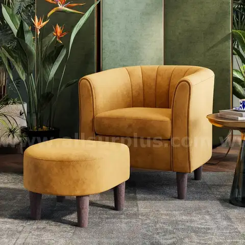 LINSY Accent Chair with Ottoman Modern Barrel Chair Small