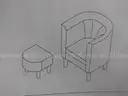 LINSY Accent Chair with Ottoman Modern Barrel Chair Small