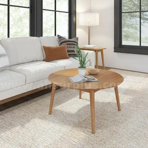 PlankBeam Mid Century Modern Coffee Table 36 Inch Wood