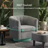 LINSY Swivel Accent Chair with Ottoman Small Velvet Barrel