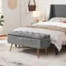 Yaheetech Ottoman with Storage Velvet Entryway Bench