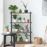 HCHQHS Bookshelf 4-Tier Industrial Bookcase Rustic Open Book Shelf Freestanding Tall Bookshelves with Metal Frame