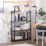 HCHQHS Bookshelf 4-Tier Industrial Bookcase Rustic Open Book Shelf Freestanding Tall Bookshelves with Metal Frame