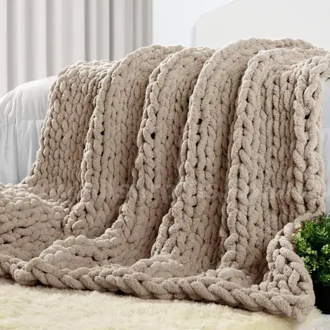 Carriediosa Chunky Knit Throw Blanket 60&#x22; X 80&#x22; Twin 100