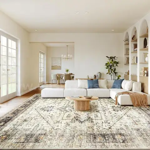 AMADA HOMEFURNISHING 8ft x 10ft Low-Profile Large Area Rug