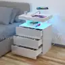 HOMMPA LED Nightstand with Wireless Charging Station USB
