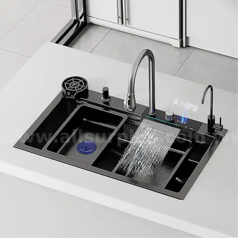 NuoJing Premium 26.5&#x22;x17.7&#x22; Black Kitchen Sink - Drop In