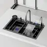 NuoJing Premium 26.5&#x22;x17.7&#x22; Black Kitchen Sink - Drop In