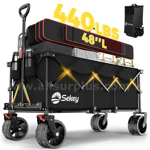 Sekey 48&#x27;&#x27;L Collapsible Foldable Extended Wagon with 440lbs