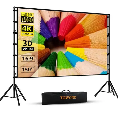 Projector Screen and StandTowond 150&#x22; Indoor Outdoor
