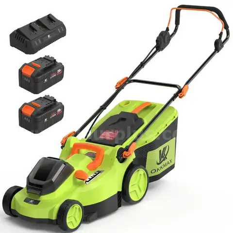 OKKMAX Cordless Electric Lawn Mower with (2) 40V 4.0Ah Batteries
