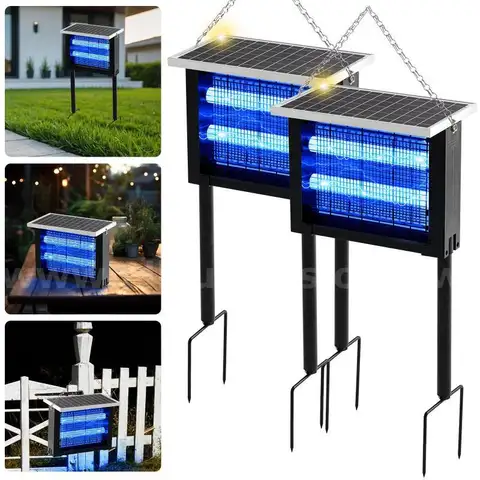 Qualirey 2 Piece Solar Powered Bug Zapper, Outdoor Waterproof