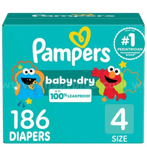 Pampers Baby Dry Size 4 Diapers, 186 Count