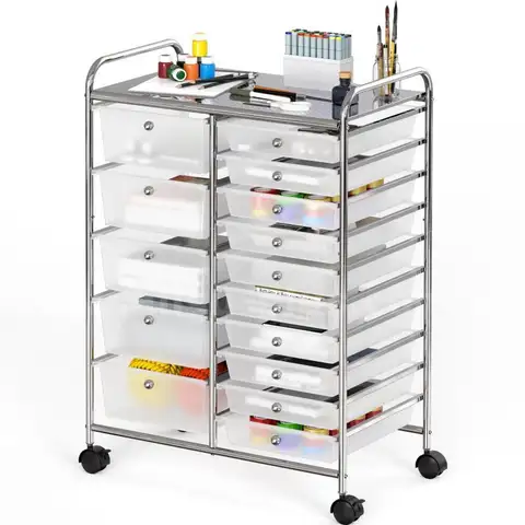 Simple Houseware Utility Cart with 15 Drawers Rolling