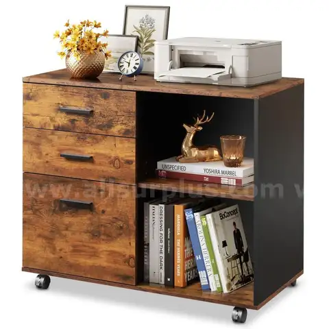 DEVAISE 3 Drawer Mobile File Cabinet Wood Lateral Filing