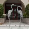Kircust Garden Crane Statues Standing Metal Patina Heron