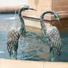 Kircust Garden Crane Statues Standing Metal Patina Heron