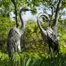 Kircust Garden Crane Statues Standing Metal Patina Heron