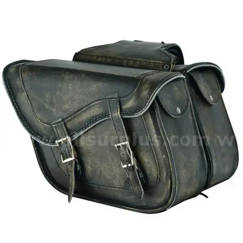 Dream Apparel Naked Cowhide Leather Motorcycle Saddle Bags