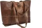 Vintage Genuine Leather Tote Bag Handbag Shopper Purse