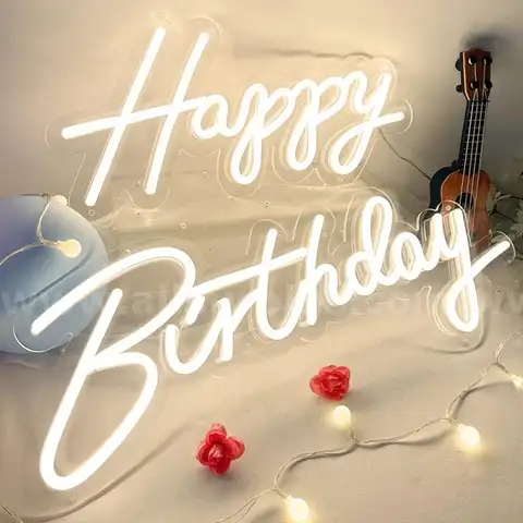 40&#x22;/23&#x22; Happy Birthday Neon Sign Large - Happy Birthday