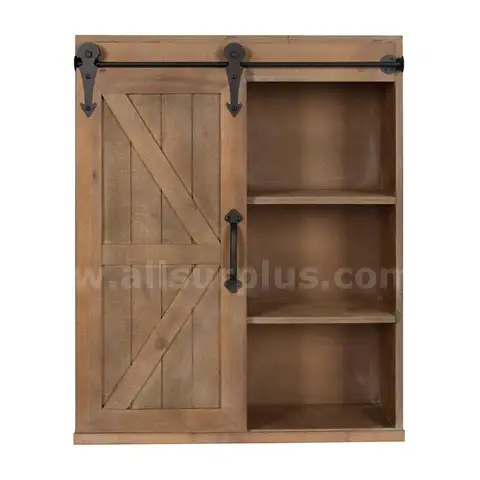 Kate and Laurel Cates Wood Wall Storage Cabinet with Barn Door