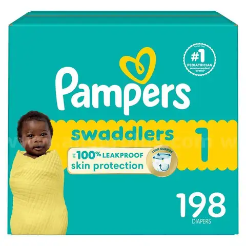 Pampers Swaddlers Baby Diapers, Size 1 - 198 Count