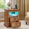 YITAHOME Farmhouse Nightstand with Charging Station 2