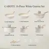 CAROTE 16 Piece Pots and Pans Set, Nonstick White Granite