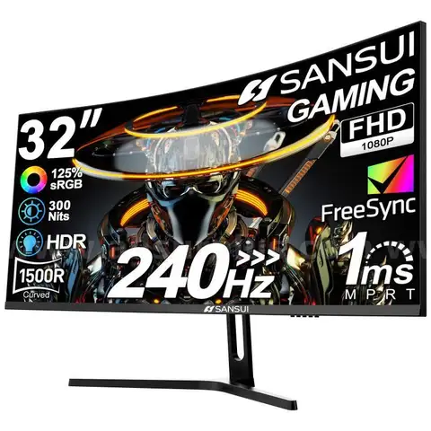 SANSUI 32 Inch Curved 240Hz Gaming Monitor High Refresh