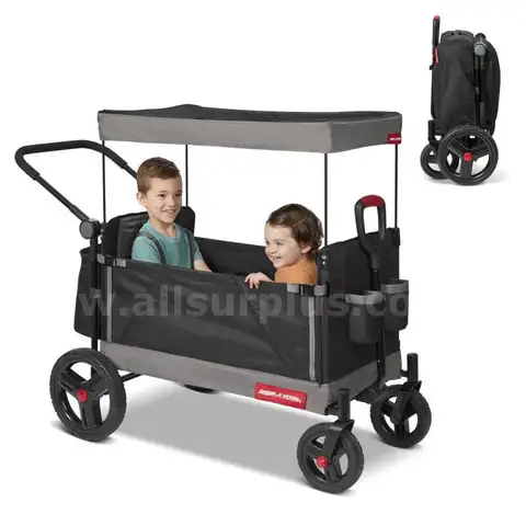 Radio Flyer Travler Stroll&#x27;N Wagon with Protective Cover for Kids Ages 1 120 lb Capacity Black Push or Pull
