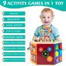 WOODMAM 9-in-1 Large Activity Cube, Farm-Themed Wooden Play