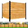 3 Panels No Dig Wooden Privacy Fence Screen, 42&#x22; H X 40&#x22; W Outdoor Air Conditioner Fences