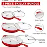 Bruntmor Enameled Cast Iron Skillet Set of 3-8, 10, and