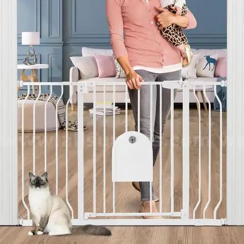 Baby Gates with Cat Door - Auto Close 29.5&#x22;-48.4&#x22;