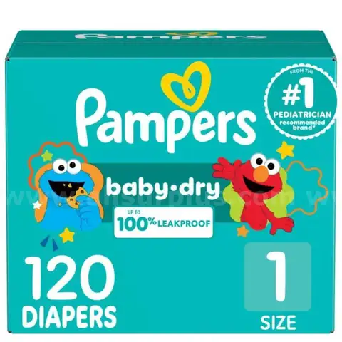 Pampers Baby Dry Diapers, Size 1 - 120 Count