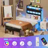 Furnulem Twin Bed Frames with Charging Station and LED