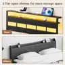 Furnulem Twin Bed Frames with Charging Station and LED