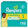 Pampers Swaddlers Baby Diapers, Size 1 - 198 Count