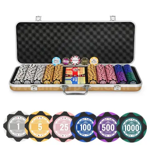 ORIENGEAR Poker Chip Set with Denominations 500 PCS with 14