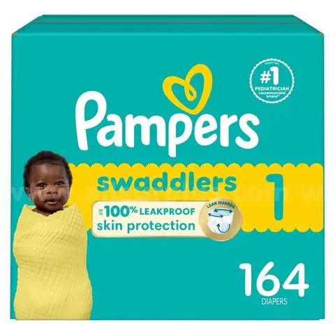 Pampers Swaddlers Baby Diapers, Size 1 -164 Count