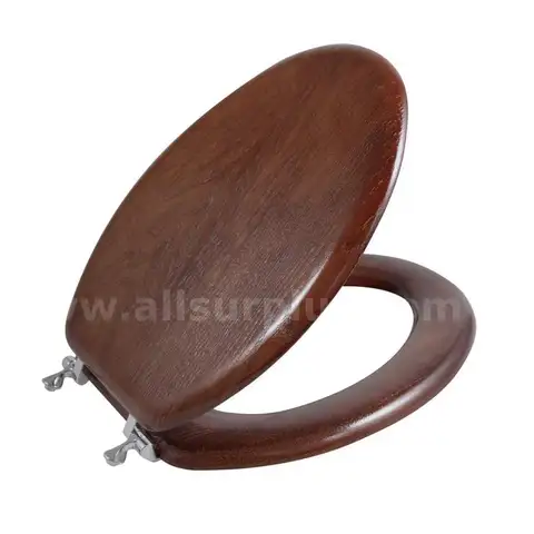 Angel Shield Durable Wood Veneer Natural Toilet Seat Metal