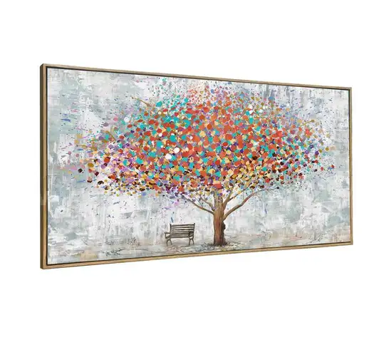DZL Art WKH71175 Tree Wood framed Wall Art Canvas Prints