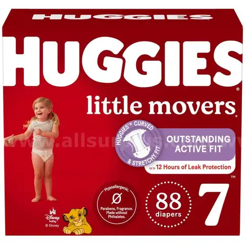 Huggies Little Movers Baby Diapers, Size 7 - 88 Count