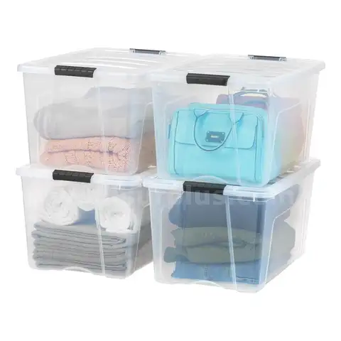 IRIS USA 72 Qt Stackable Plastic Storage Bins with Lids