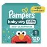Pampers Baby Dry Baby Diapers, Size 1 - 120 Count