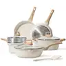 CAROTE Pots and Pans Set Nonstick White Granite Induction