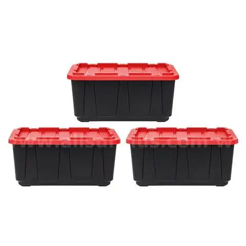 3 Pack, 30 Gallon Plastic Storage Bin Full-Grip Handles Easy-Carry Stackable Heavy Duty Organizer