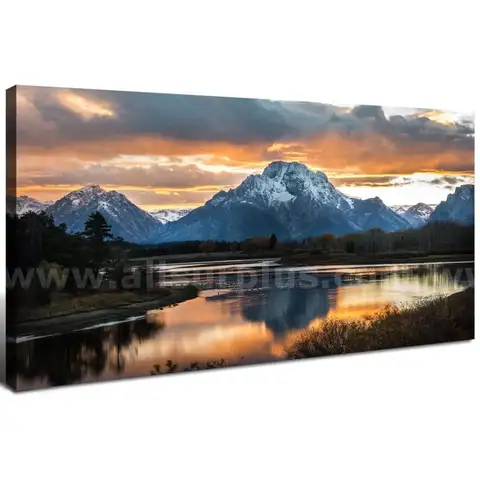 Sunset Mountain Wall Art for Living Room Nature Grand Teton Landscape Canvas