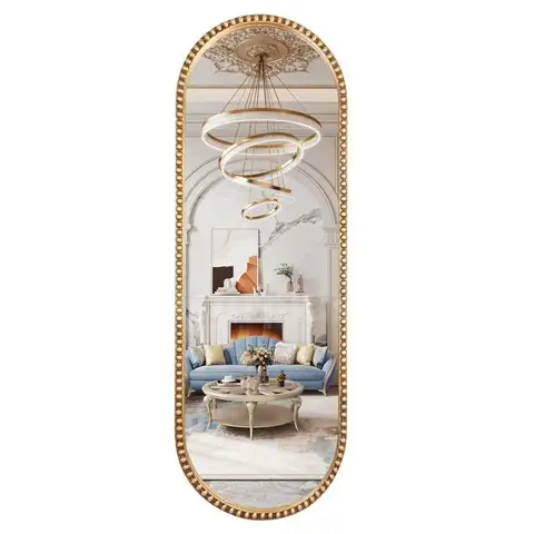 Fobule Oval Full Length Mirror 20"x53" Metal Beaded Frame